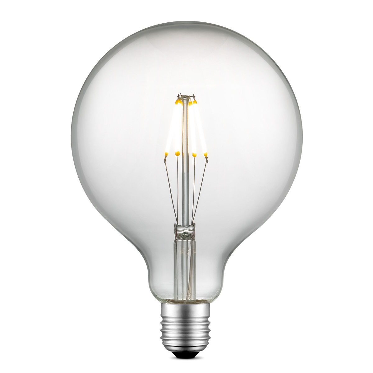Edison Vintage LED filament lichtbron Carbon - Helder - G125 Global - Retro LED lamp - 12.5/12.5/17cm - geschikt voor E27 fitting - Dimbaar - 4W 440lm 3000K - warm wit licht